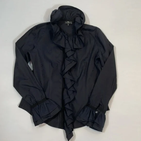 ETRO Milano Luxury Boutique Blouse Size 48 US 12 Dramatic Ruffle Collar Cuffs - Picture 6 of 16